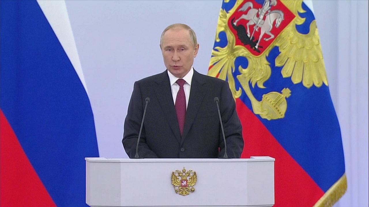 Putin'in Kremlin'de yaptığı konuşmadan bir kare