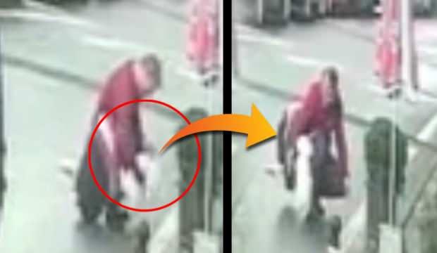 İstanbul’da bir şahıs gördüğü yavru köpeği önce sevdi, sonra kucağına alıp kaçtı