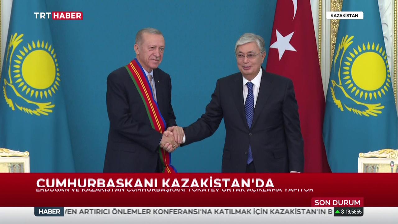 Erdoğan'a, Kazakistan Birinci Derece Dostluk Nişanı verildi.