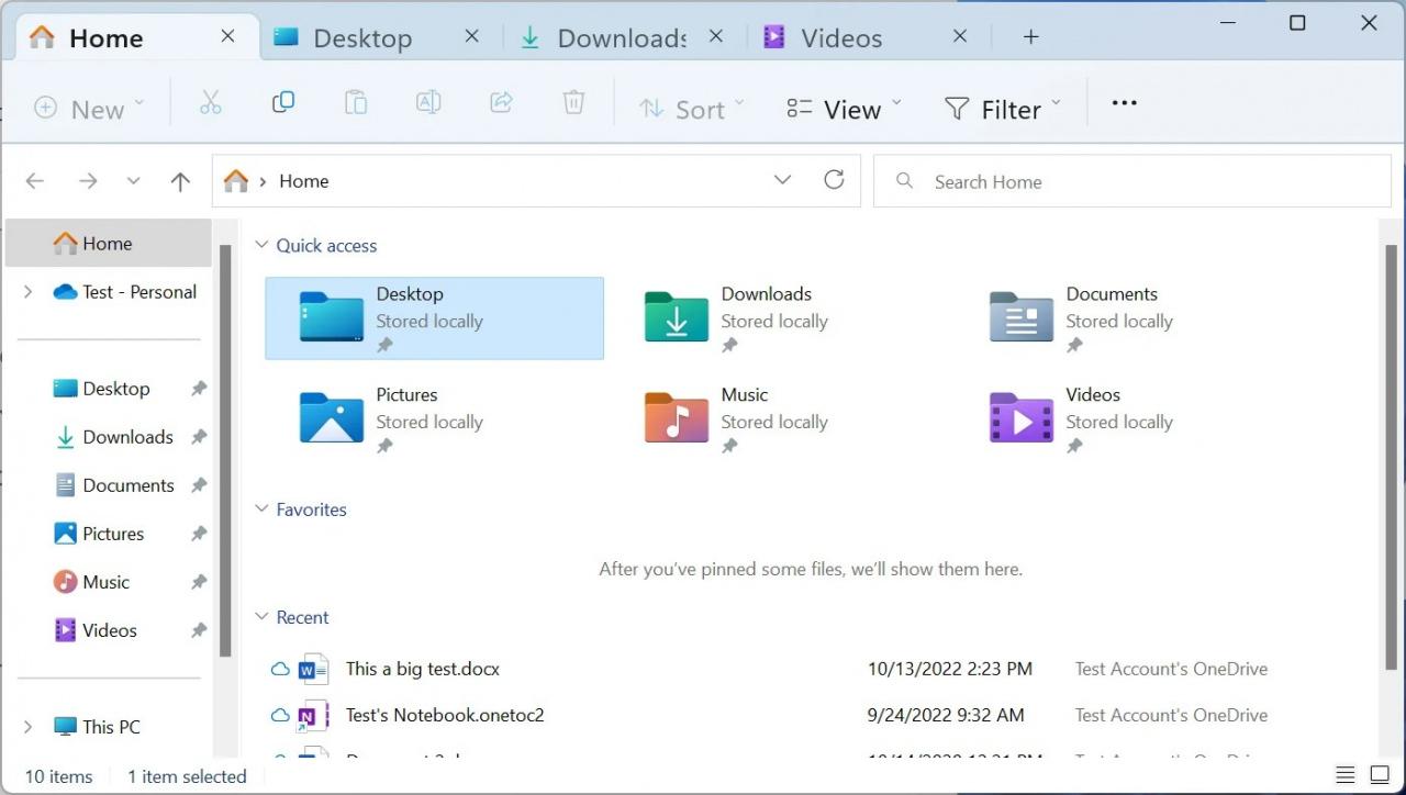 Windows 11'de sekmeli Dosya Gezgini