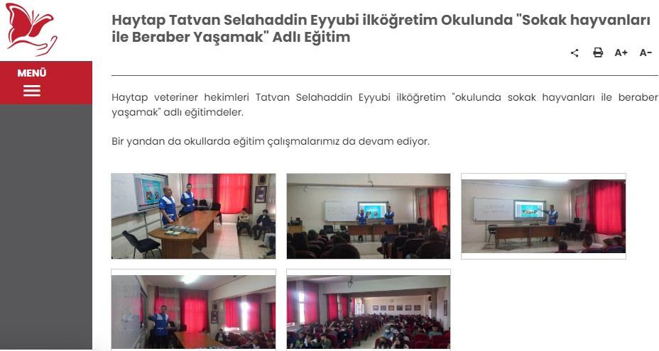 HAYTAP'ın eğitim verdiği okullar arasında Tatvan Selahaddin Eyyubi İlköğretim Okulu da bulunuyor.