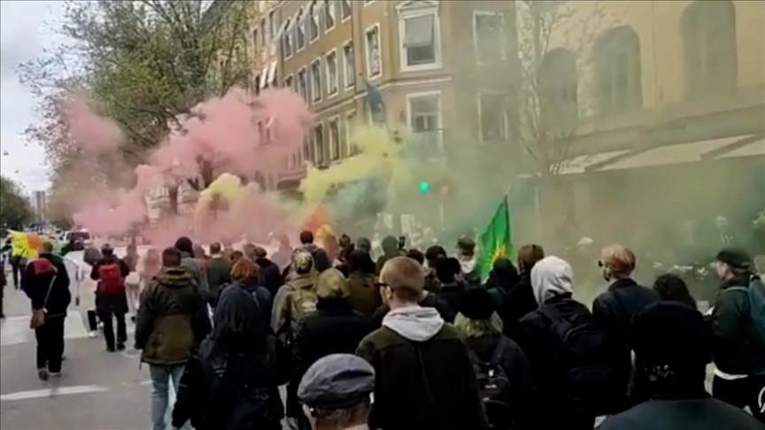 Terör örgütü PKK destekçilerinin Stockholm'deki eylemi
