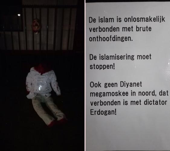 2018 yılının Ocak ayında Hollanda'nın başkenti Amsterdam'ın kuzey bölgesindeki Müslümanların en büyük ibadet merkezi Emir Camii’nin önüne bırakılan kesik başlı cansız manken ve bırakılan bir notla Müslümanlar tehdit edildi.
