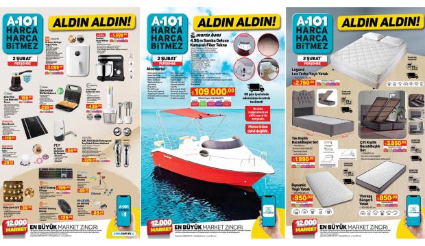 A101 2 Şubat 2023 Aktüel Katalog Fiyatları! Kamaralı tekne, Mi Smart AirFryer, stand mikser, yatak