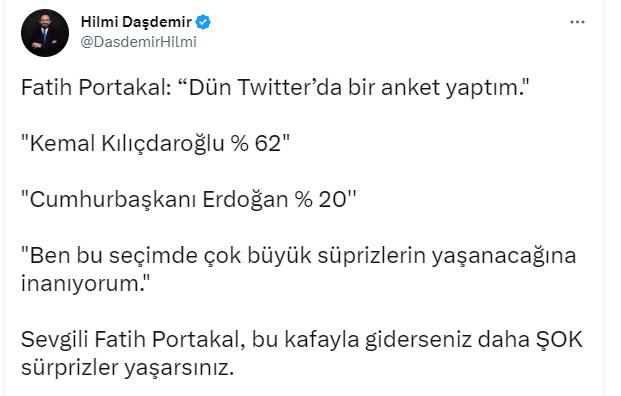 Fatih Portakal'ın paylaştığı ankete Hilmi Daşdemir'den cevap: Bu kafayla giderseniz... - Resim : 2
