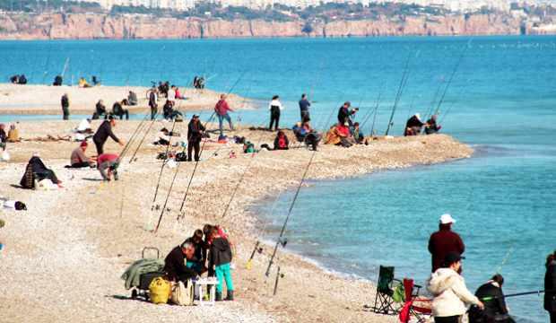 Antalya'da firari balık çılgınlığı! Oltasını alan sahillere akın etti