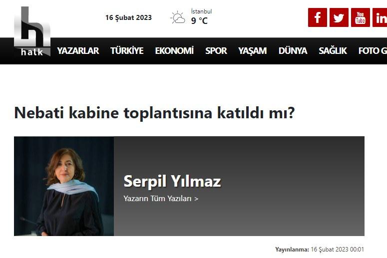 Halk TV Yazarı Serpil Yılmaz'ın kaleme aldığı köşe yazısı