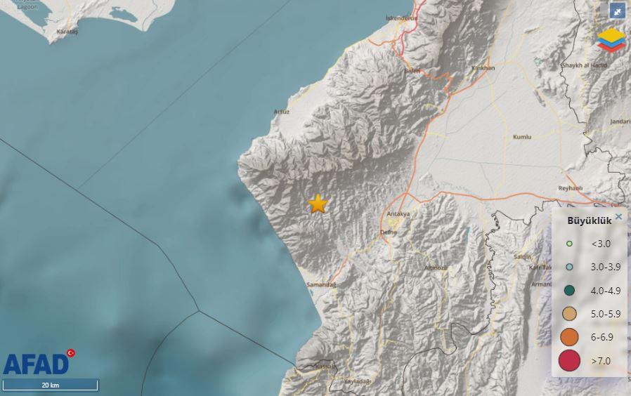 Hatay'ın Samandağ ilçesinde 5.8 büyüklüğünde deprem meydana geldi.