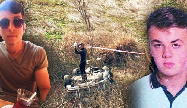 Çorlu'da feci kaza: Metrelerce yüksekten şarampole yuvarlanan araçtaki iki genç öldü!