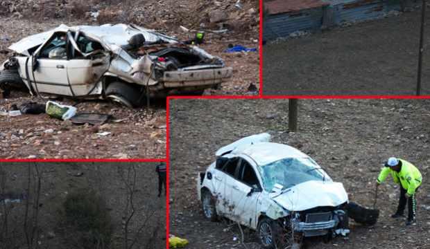 Isparta'da feci kaza! Çarpışarak yoldan çıkan otomobiller uçuruma uçtu: 2 ölü, 1 yaralı