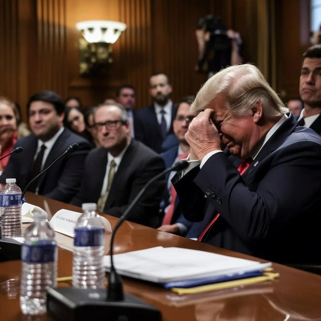 Sahte fotoğraflardan biri Trump'ın mahkemede ağladığını gösteriyor.