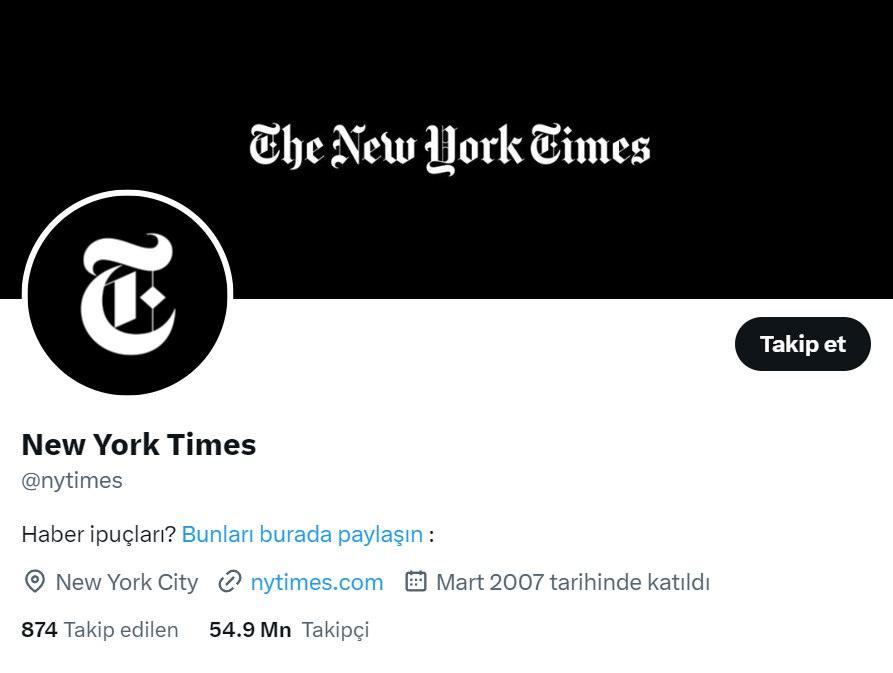 New York Times'ın Twitter hesabı