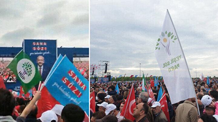 Maltepe'deki Millet İttifakı mitinginde HDP/Yeşil Sol Parti bayrakları