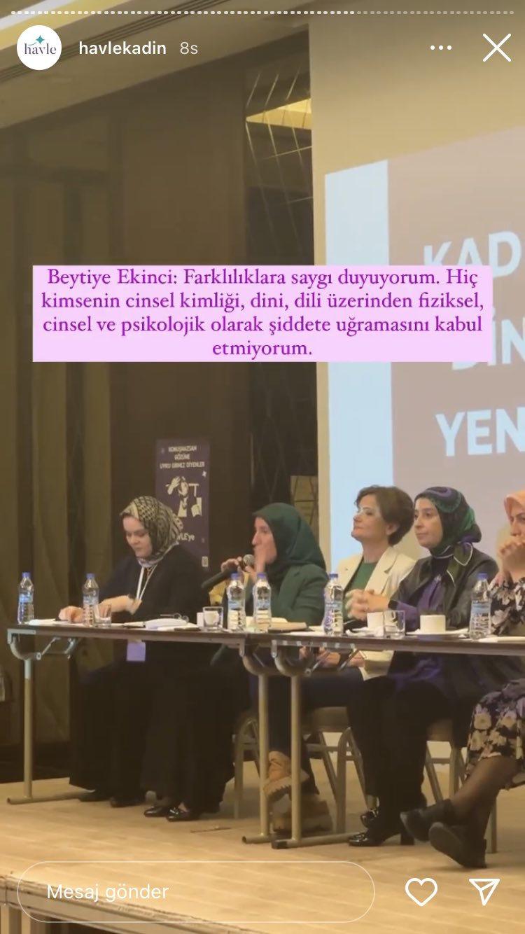 Havle Kadın Derneği, Instagram hesabı üzerinden SP'li Ekinci'nin konuşmasını böyle paylaştı.