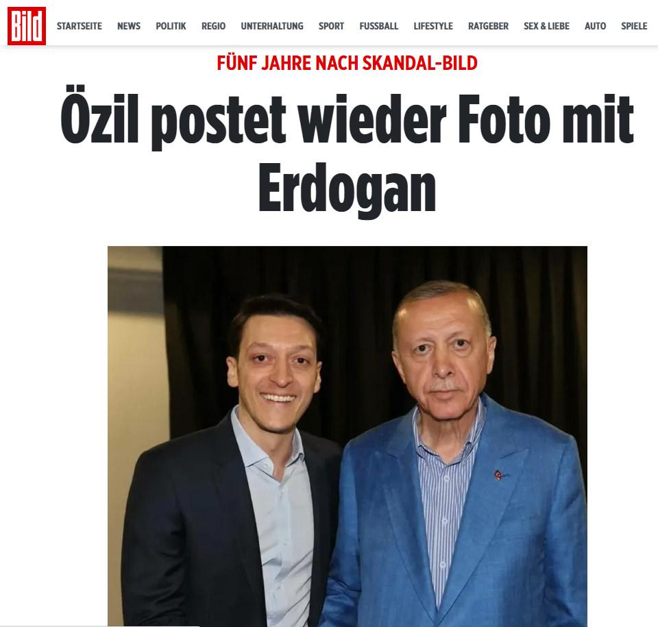 Bild gazetesi Özil-Erdoğan fotoğrafı için "Özil yine Erdoğan ile fotoğraf paylaştı" manşetini attı.