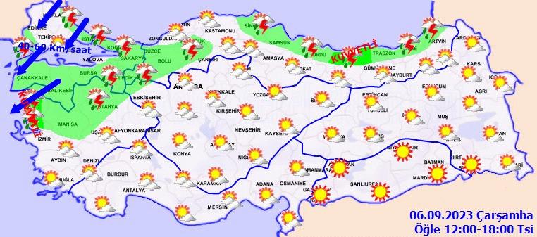 Yağışların; Giresun, İzmir, Balıkesir, Rize ve Artvin'de kuvvetli olması bekleniyor.