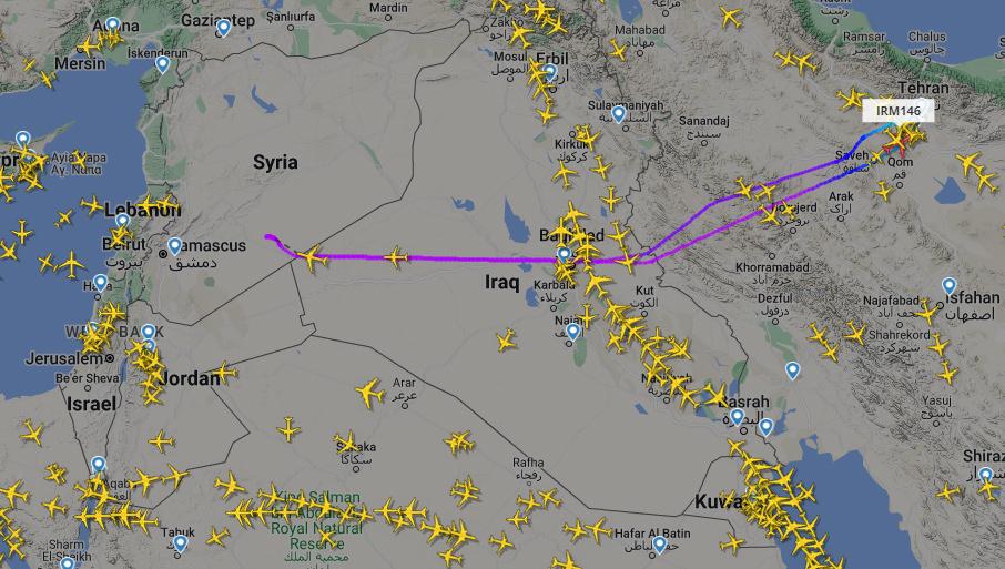Uçak Suriye hava sahasındayken rotası değiştirip geri dönmek zorunda kaldı.