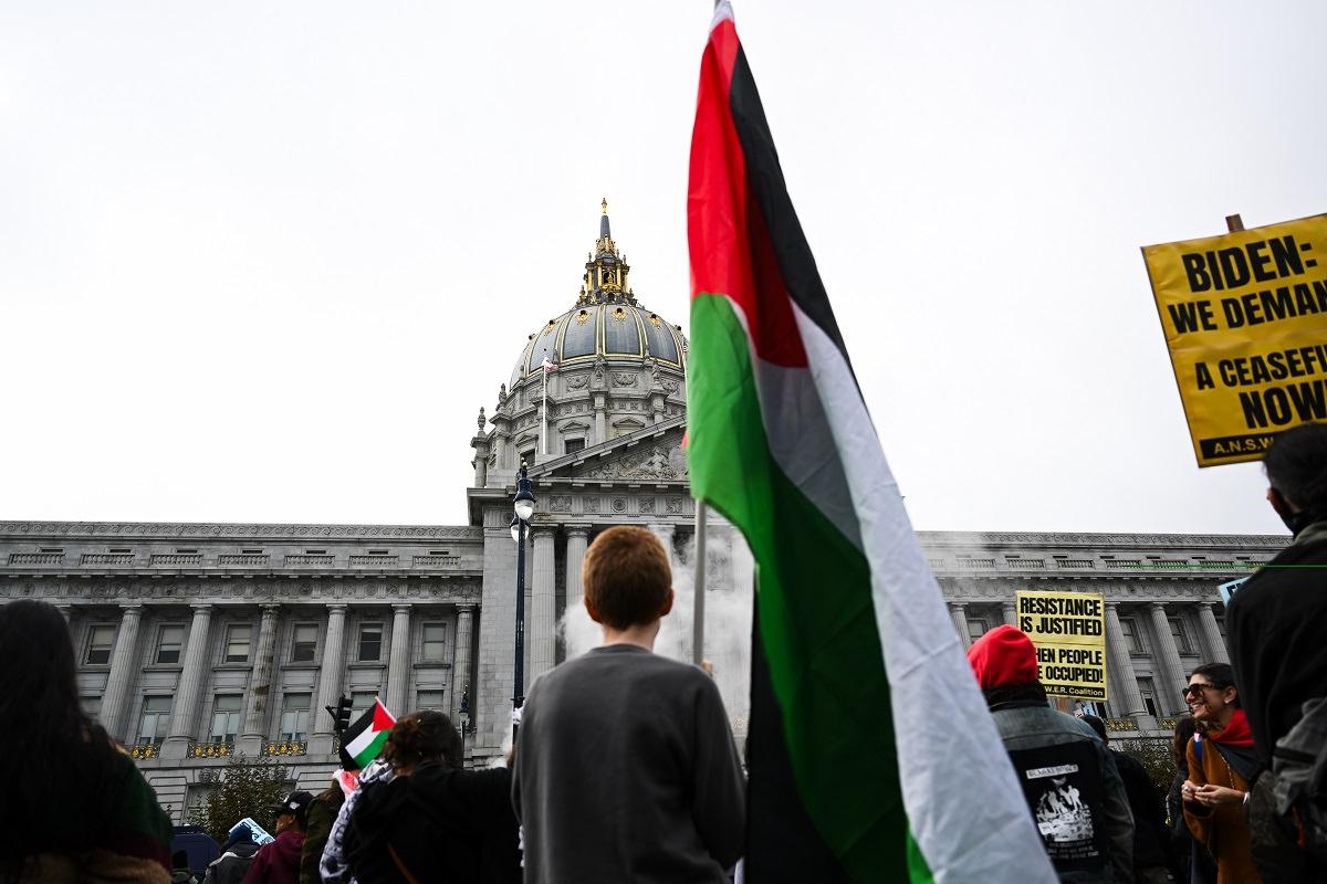 San Francisco'da Filistin'e destek gösterisi düzenlendi.