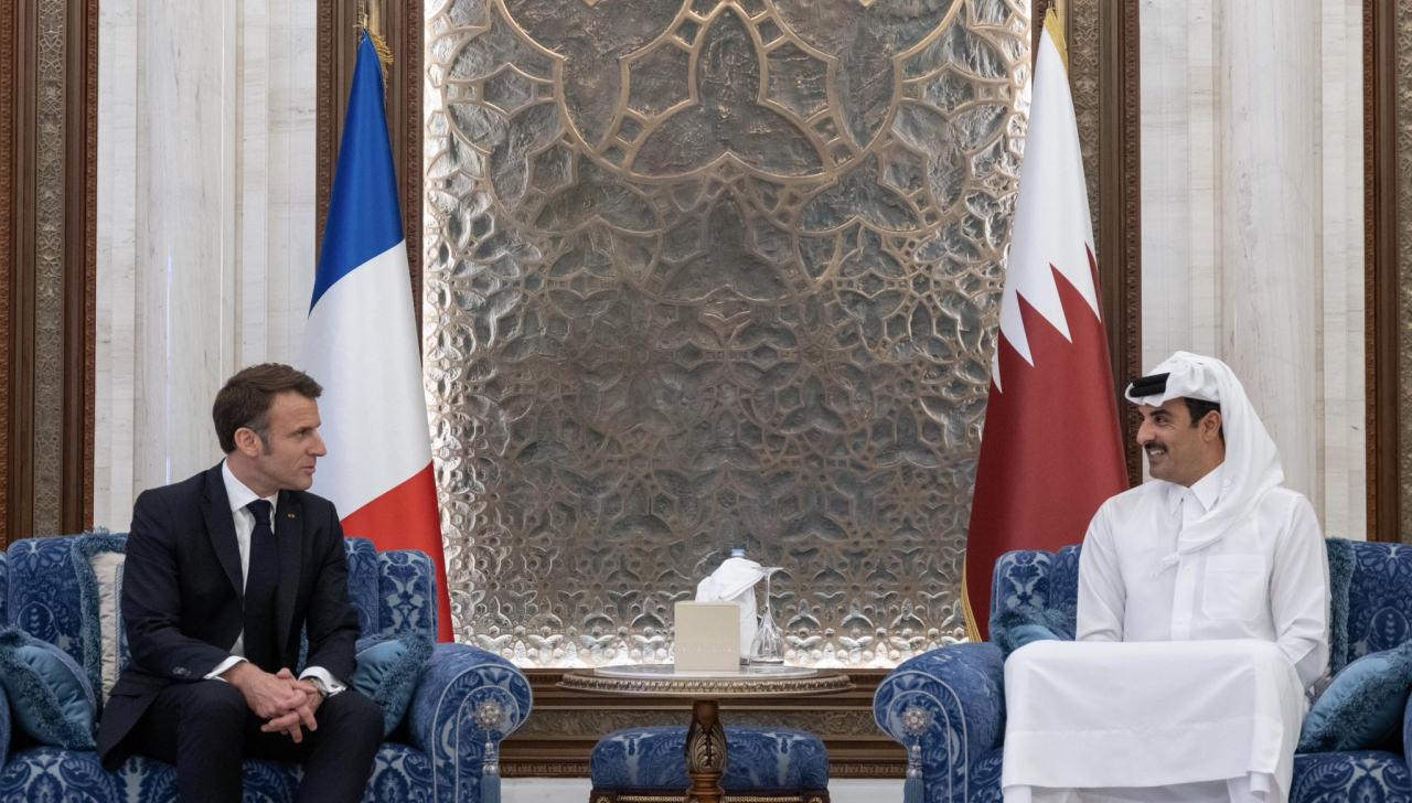 Fransa Cumhurbaşkanı Emmanuel Macron, Katar'da.