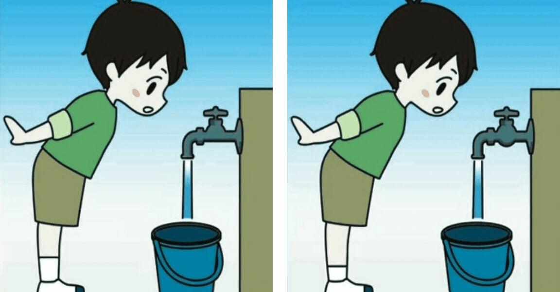 Su dolduran çocuğa ait iki resim arasındaki 3 farkı bulabilir misiniz? İki resim arasındaki farkları bulmak için sadece 10 saniye süreniz var!