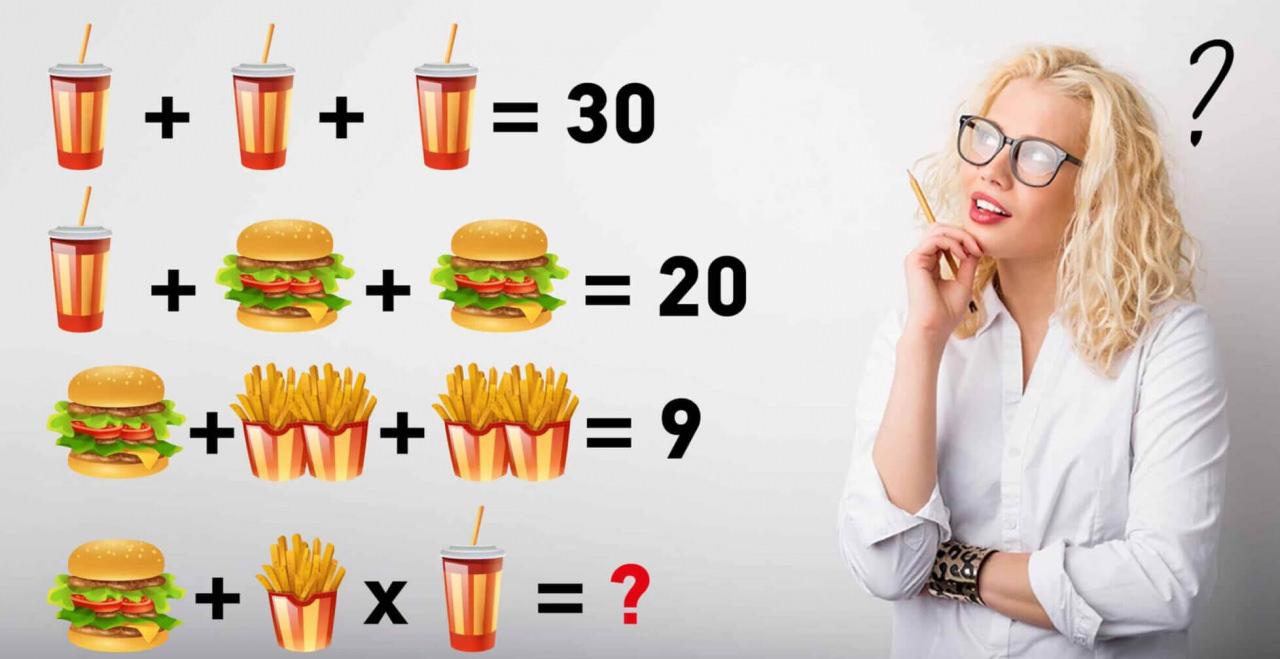 Eğlenceli matematik bulmacası ile zihinsel açlığınızı bastırın: Her yiyeceğin değerini bularak denklemi 20 saniyede çözebilir misiniz?