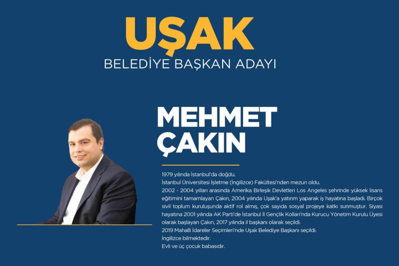 AK Parti Uşak Büyükşehir Belediye Başkan Adayı Mehmet Çakın kimdir ve aslen nerelidir?
