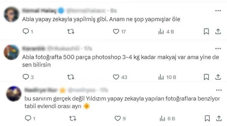Yıldız Tilbe, Ebru Gündeş’in yapay zekâ ile hazırlanan gelinlikli fotoğrafını gerçek sandı! Yaptığı paylaşım ile sosyal medyanın diline düştü