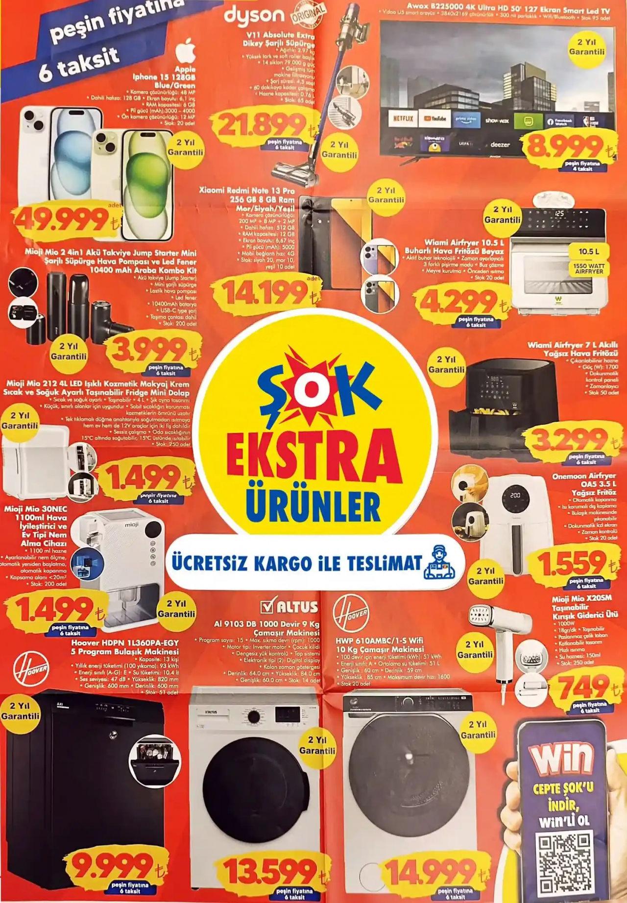 ŞOK 16 Mart 2024 Kataloğu Yayınlandı! İphone 15, dyson V11 dikey süpürge, Mioji hava pompası...