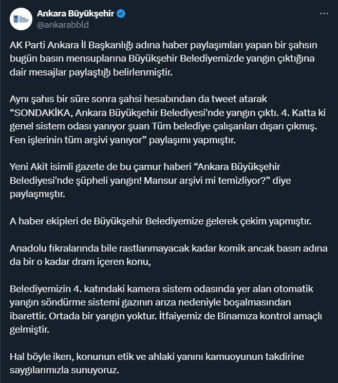 Ankara Büyükşehir Belediyesi gazetecileri hedef gösterdi!