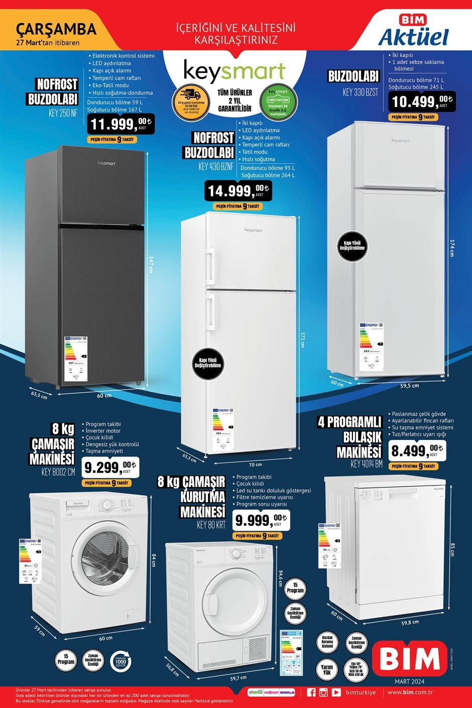 BİM 26-27 Mart 2024 Kataloğu Yayınlandı! Inox buzdolabı, çamaşır kurutma makinesi, şarküteri...