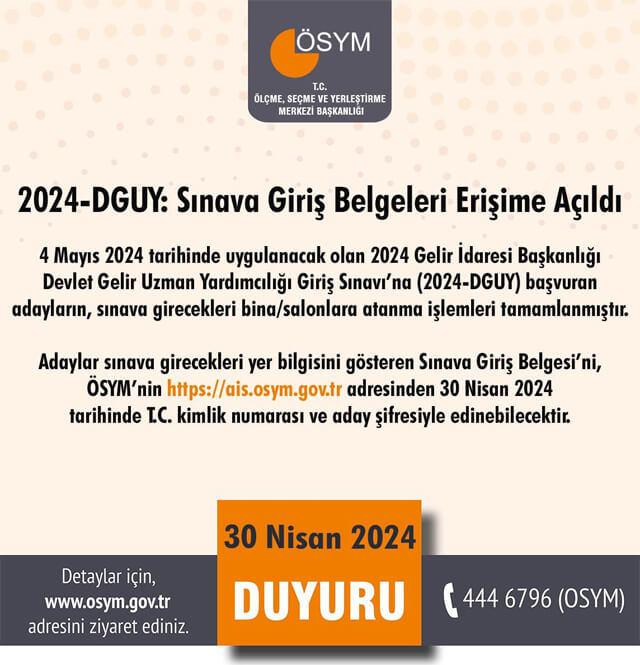 2024-DGUY Sınavına giriş belgeleri erişime açıldı! 2024-DGUY Sınav giriş belgesi nereden alınır?