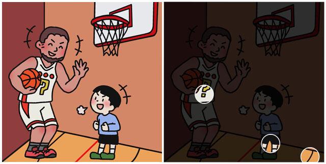 Çocuğa basketbol oynamayı öğreten adama ait iki resim arasındaki 3 farkı 14 saniye içerisinde bulabilir misin?