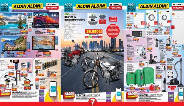 A101 Aktüel 25 Temmuz 2024 Kataloğu Yayınlandı! 125Cc motosiklet, kamp sandalyesi, çadır, sprey boya