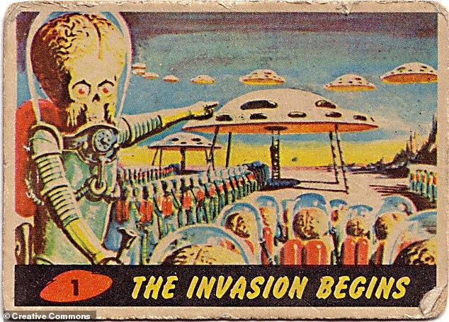 'İstila başlıyor!' Mars'ın uzaylı yaşamına ev sahipliği yapabileceği inancı, Mars Attacks (1962) adlı ticaret kartı serisi de dahil olmak üzere bazı bilimkurgu klasiklerine ilham kaynağı oldu