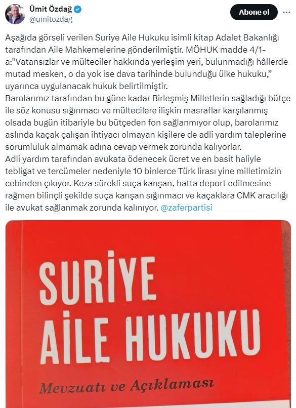 Ümit Özdağ'ın delil göstermeden paylaştığı kitap görseli ve açıklaması