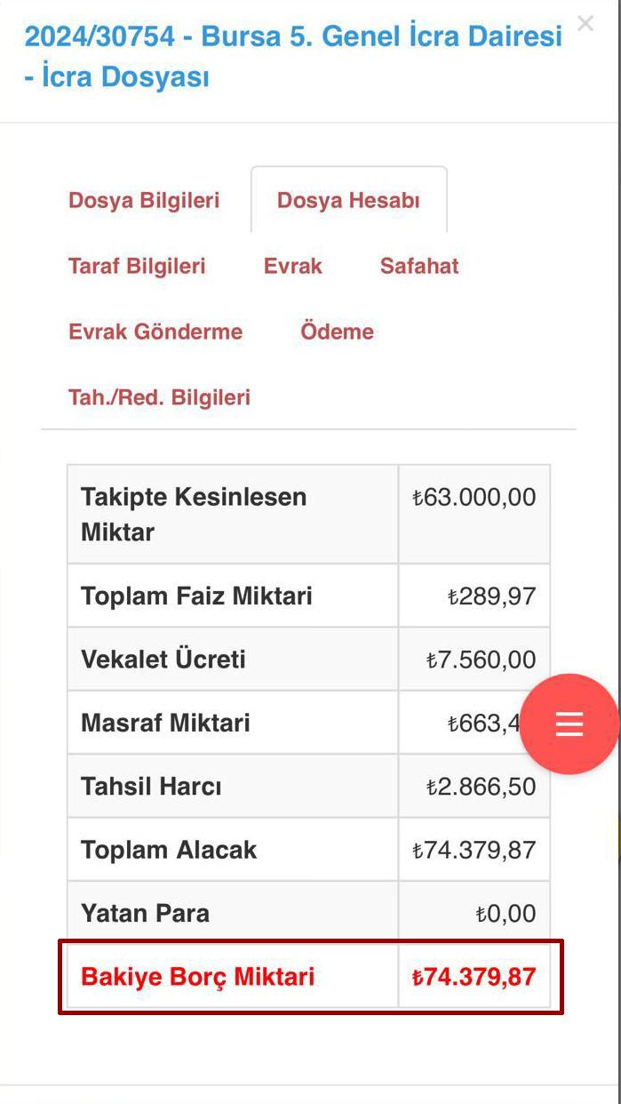 Rol Rent a Car firması tarafından A.A.'ya gönderilen icra dosyası