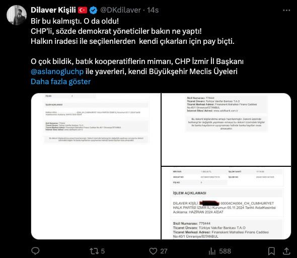 AK Parti Meclis Üyesi Dilaver Kişili'nin paylaşımı