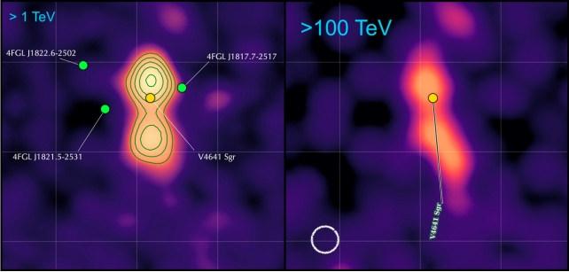 V4641 Sagittarii yakınındaki yüksek enerjili gama ışını kaynakları