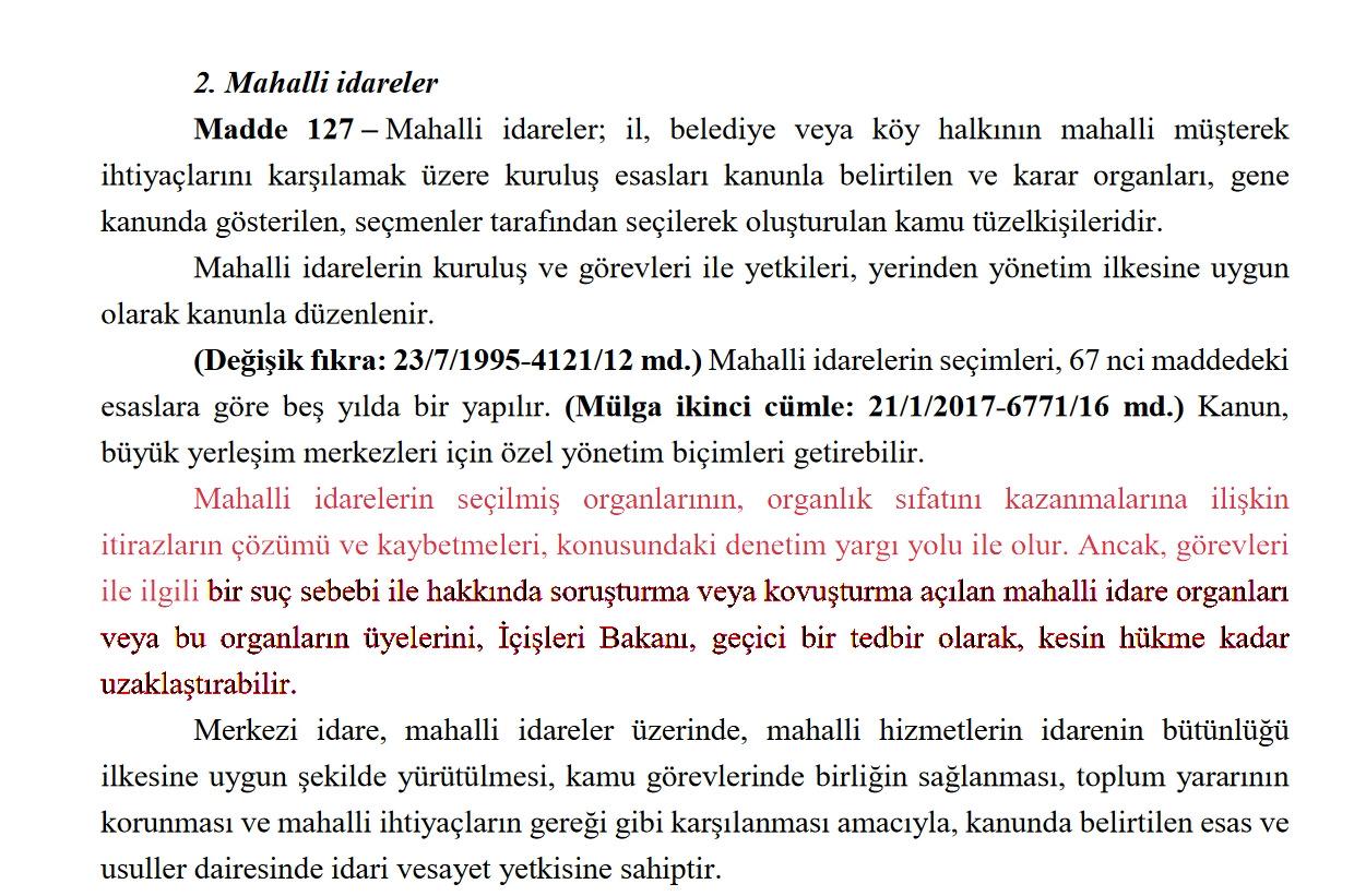 Anayasa'nın 127'nci maddesi