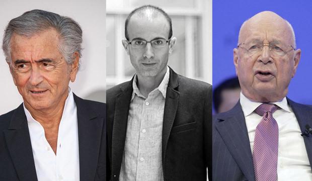 Soldan sağa Bernard-Henri Levy, Yuval Harari ve Klaus Schwab