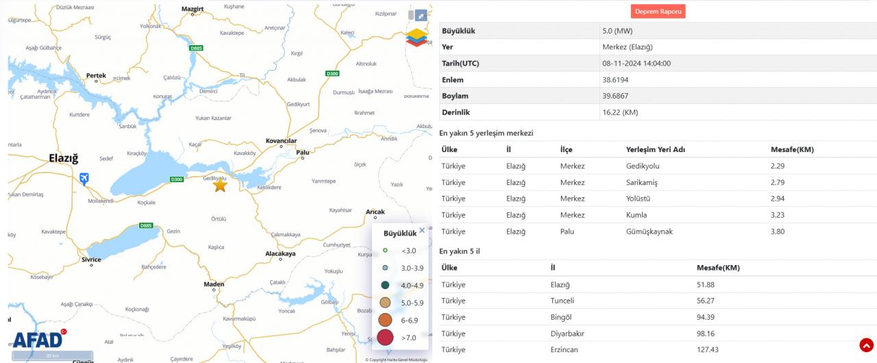 AFAD'dan depreme ilişkin detaylar paylaşıldı.