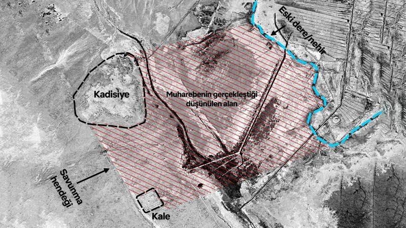 Araştırmacılar, Kufe'nin 30 kilometre kadar güneyindeki savaş alanının haritasını çıkardı​​​​​​​ (ABD Jeoloji Araştırmaları Kurumu)