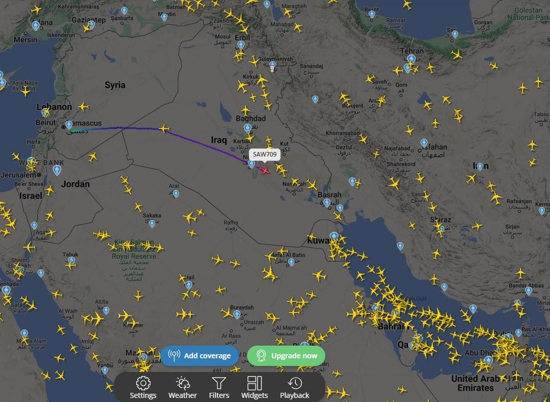 Şam'dan kalkan gizemli uçağın radar görüntüleri