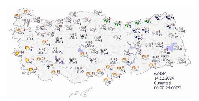 14 Aralık Cumartesi hava durumu tahmin raporu