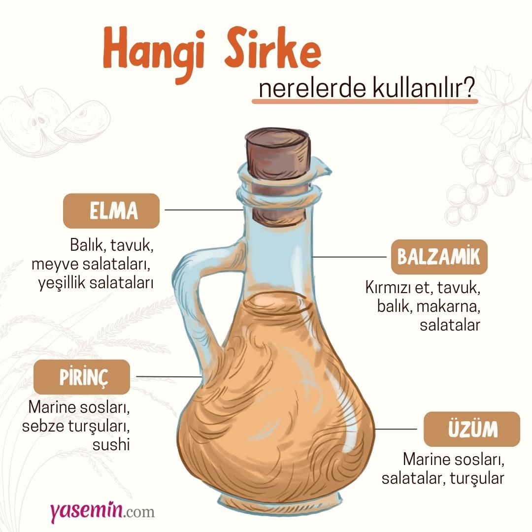 Sirke çeşitlerini açıklayan bir infografik