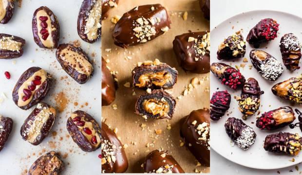 Sağlıklı ve pratik tatlı atıştırmalık: &Ccedil;ikolatalı Kuru Yemişli Hurma