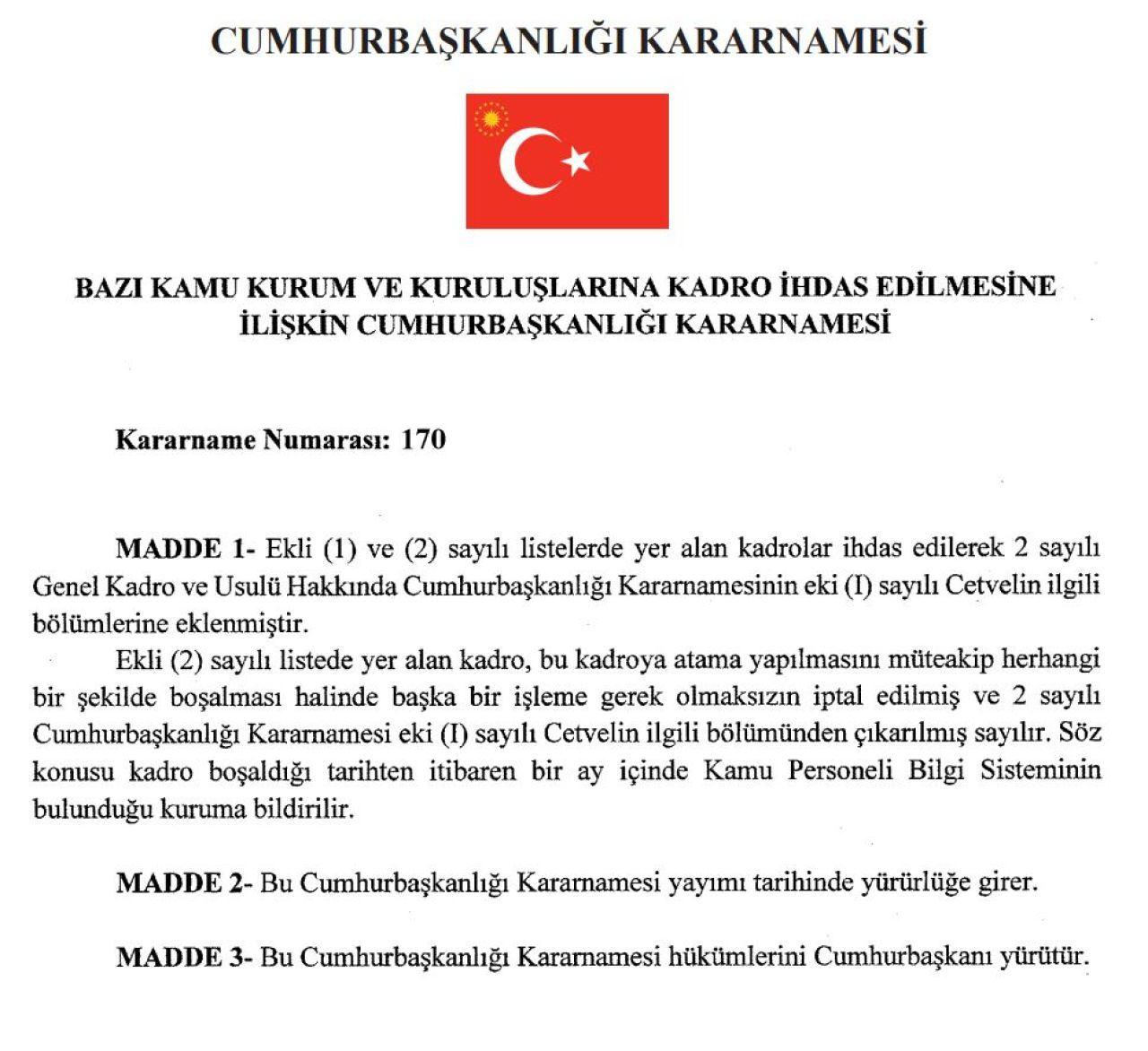 Resmi Gazete kararı