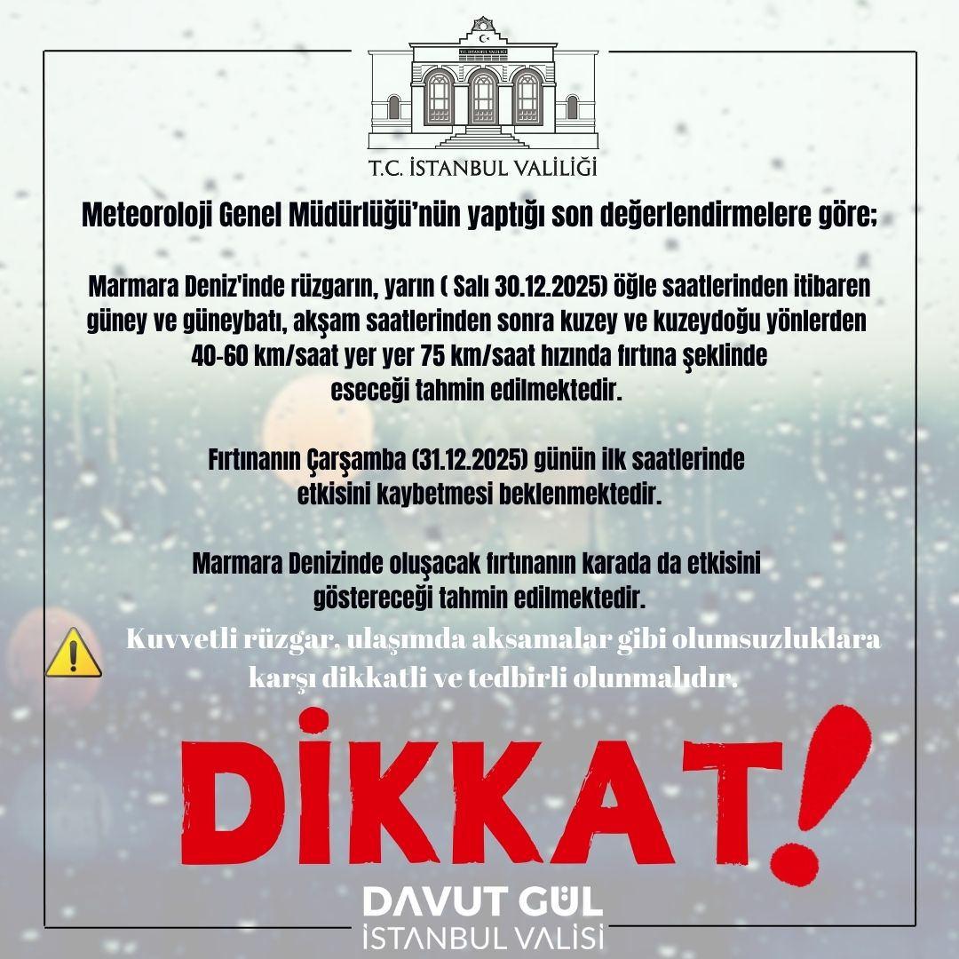 İstanbul Valiliğinin uyarısı