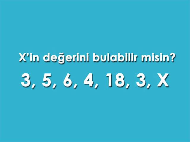 X'in değerini bul adlı matematiksel zeka testi sorusu