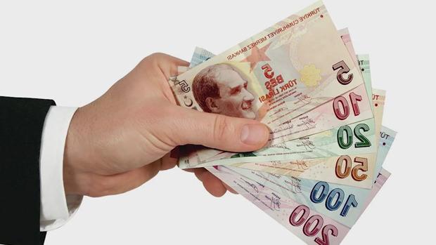 Türk lirası banknotları tutan birisi